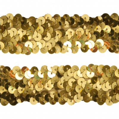 Тесьма с пайетками D16, шир. 30 мм/уп. 25+/-1 м, цвет золото - купить в Армавире. Цена: 1 087.39 руб.