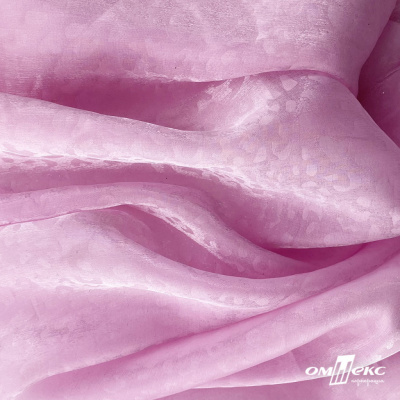 Плательная органза вытравка,100% полиэстр, шир. 150 см, #606 цв.-розовый - купить в Армавире. Цена 380.73 руб.