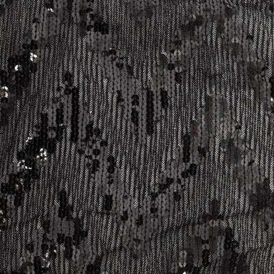 Трикотажное полотно с пайетками, шир.130 см, #311-бахрома чёрная - купить в Армавире. Цена 1 183.35 руб.