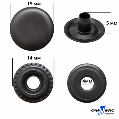 Кнопка металлическая кольцевая, 15 мм (уп. 720+/-20 шт), цвет оксид - купить в Армавире. Цена: 1 286.95 руб.