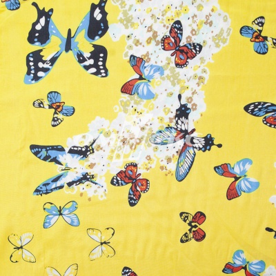 Плательная ткань "Софи" 7.2, 75 гр/м2, шир.150 см, принт бабочки - купить в Армавире. Цена 241.49 руб.