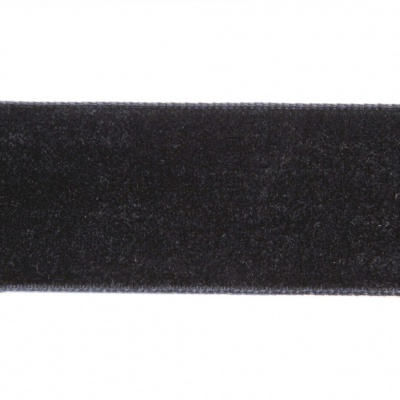 Лента бархатная нейлон, шир.25 мм, (упак. 45,7м), цв.03-черный - купить в Армавире. Цена: 800.84 руб.