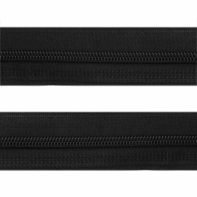 Рулонная молния с покрытием PVC спираль тип 3 (упак.270м) -черная с полосой СВО - купить в Армавире. Цена: 12.74 руб.