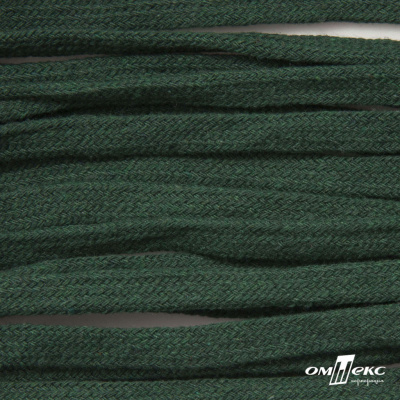 Шнур плетеный d-8 мм плоский, 70% хлопок 30% полиэстер, уп.85+/-1 м, цв.1016-т.зеленый - купить в Армавире. Цена: 742.50 руб.