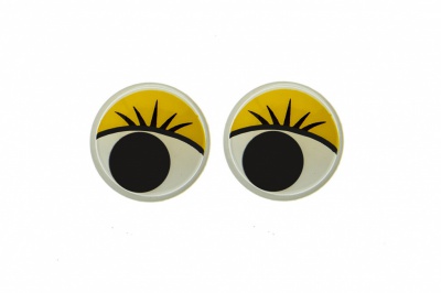 Глазки для игрушек, круглые, с бегающими зрачками, 12 мм/упак.50+/-2 шт, цв. -желтый - купить в Армавире. Цена: 95.04 руб.