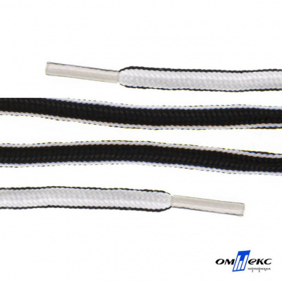 Шнурки #4-27, круглые 130 см, двухцветные (черно/белый) - купить в Армавире. Цена: 47.04 руб.