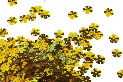 Пайетки "ОмТекс" россыпью,DOUBLE SIDED GOLD,цветок 14 мм/упак.50 гр, цв. 0460-золото - купить в Армавире. Цена: 80.12 руб.