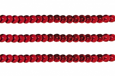 Пайетки "ОмТекс" на нитях, SILVER-BASE, 6 мм С / упак.73+/-1м, цв. 3 - красный - купить в Армавире. Цена: 468.37 руб.