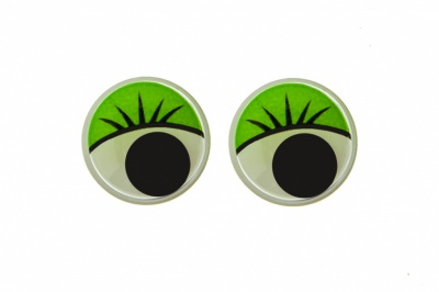 Глазки для игрушек, круглые, с бегающими зрачками, 15 мм/упак.50+/-2 шт, цв. -зеленый - купить в Армавире. Цена: 113.01 руб.