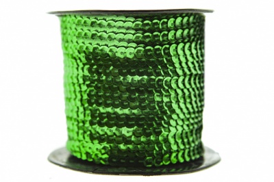 Пайетки "ОмТекс" на нитях, SILVER-BASE, 6 мм С / упак.73+/-1м, цв. 4 - зеленый - купить в Армавире. Цена: 484.77 руб.
