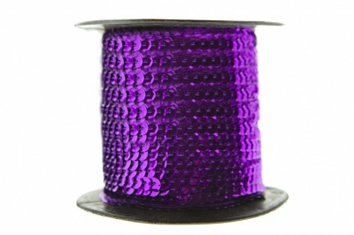 Пайетки "ОмТекс" на нитях, SILVER-BASE, 6 мм С / упак.73+/-1м, цв. 12 - фиолет - купить в Армавире. Цена: 300.55 руб.