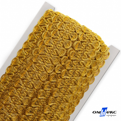 Тесьма металлизированная 0384-0777, шир. 34 мм/уп. 25+/-1 м, цвет золото - купить в Армавире. Цена: 586.51 руб.