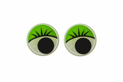 Глазки для игрушек, круглые, с бегающими зрачками, 12 мм/упак.50+/-2 шт, цв. -зеленый - купить в Армавире. Цена: 95.04 руб.