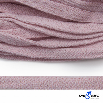 Шнур плетеный d-8 мм плоский, 70% хлопок 30% полиэстер, уп.85+/-1 м, цв.1019-св.розовый - купить в Армавире. Цена: 735 руб.