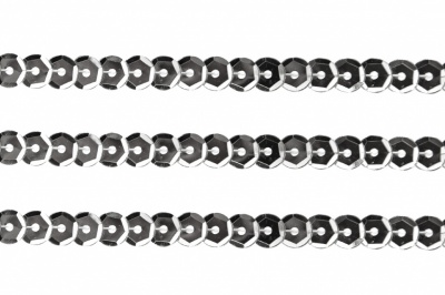 Пайетки "ОмТекс" на нитях, SILVER-BASE, 6 мм С / упак.73+/-1м, цв. 1 - серебро - купить в Армавире. Цена: 468.37 руб.