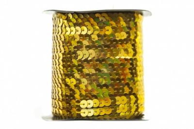 Пайетки "ОмТекс" на нитях, SILVER SHINING, 6 мм F / упак.91+/-1м, цв. 48 - золото - купить в Армавире. Цена: 356.19 руб.