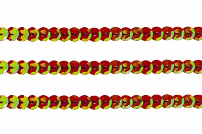 Пайетки "ОмТекс" на нитях, CREAM, 6 мм С / упак.73+/-1м, цв. 96 - красный - купить в Армавире. Цена: 484.77 руб.