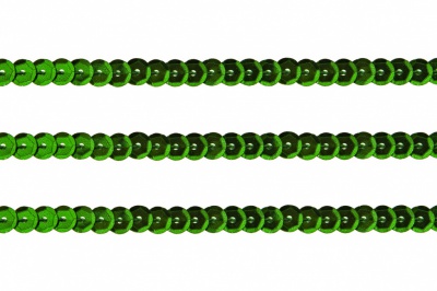 Пайетки "ОмТекс" на нитях, SILVER-BASE, 6 мм С / упак.73+/-1м, цв. 4 - зеленый - купить в Армавире. Цена: 484.77 руб.