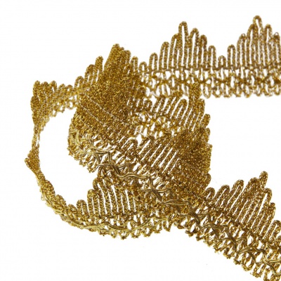 Тесьма металлизированная 0384-0240, шир. 40 мм/уп. 25+/-1 м, цвет золото - купить в Армавире. Цена: 490.74 руб.